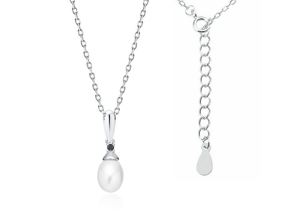 Rodowany Naszyjnik Celebrytka Perła Perełka Czarna Cyrkonia Z1959Nr_B