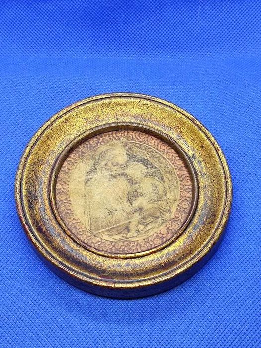 Conjunto de 2 pequenos quadros religiosos em seda