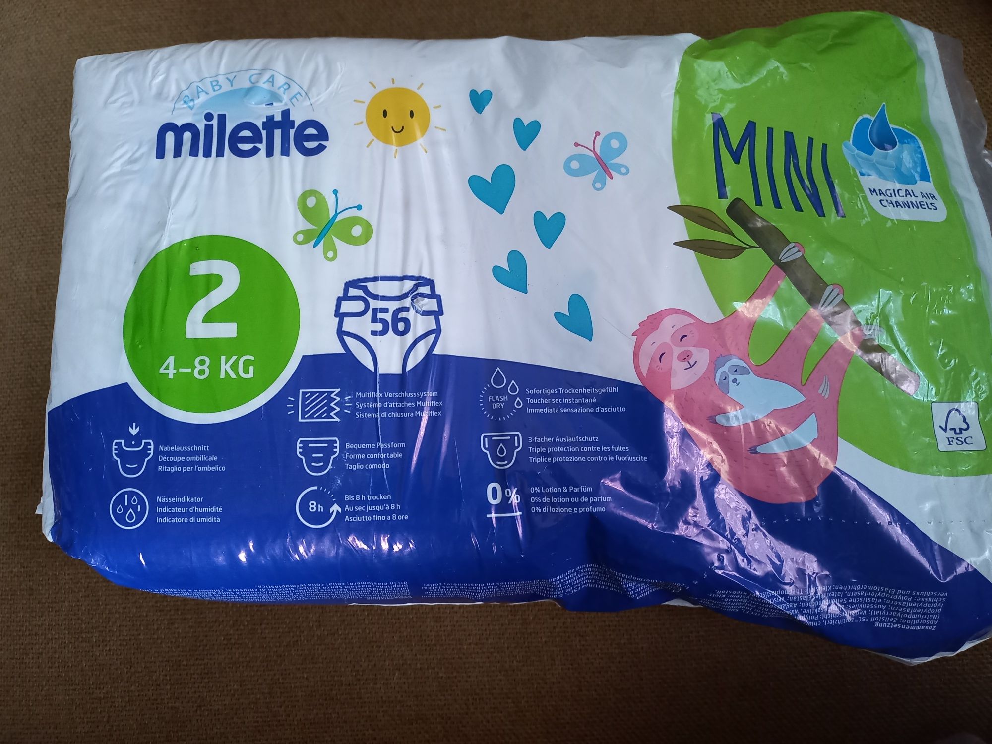 Памперси Baby care milette mini 2 (4-8 kg)