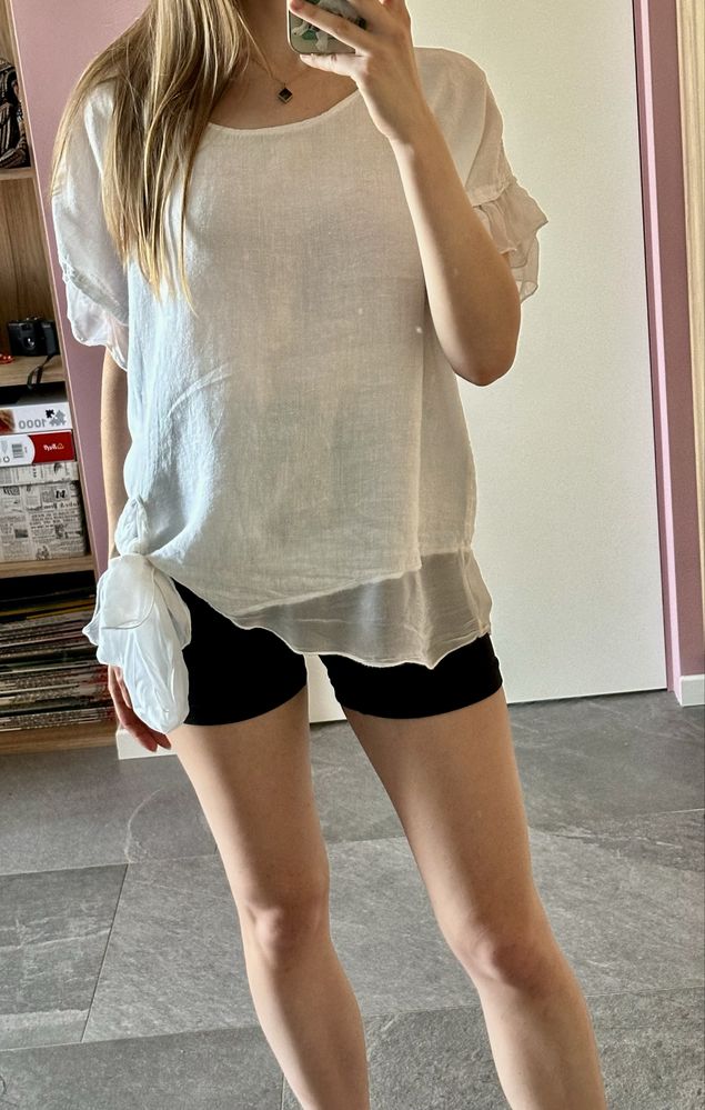 Lniana biała bluzka