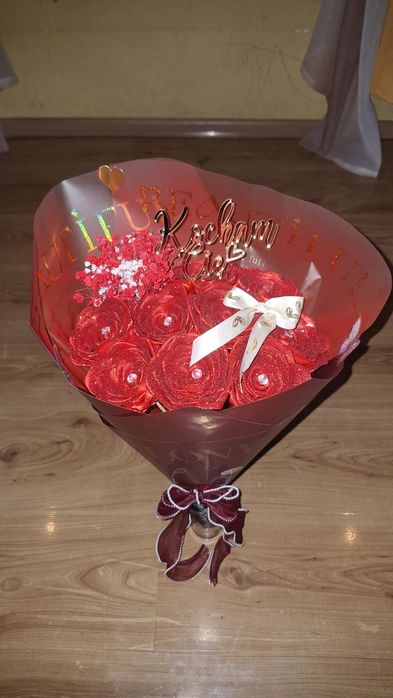 Wieczne róże ze wstążki satynowej NA ZAMOWIENIE!