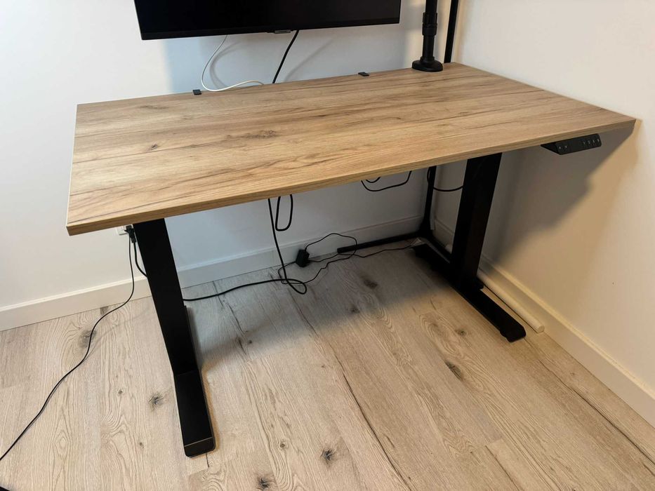 Biurko regulowane elektryczne 73-121 cm dąb arctic czarna noga