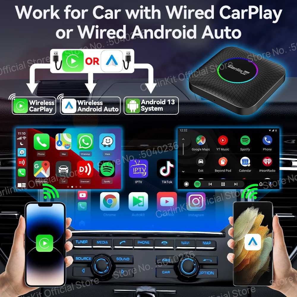 CarlinKit Ambient CarPlay AI Box 2025 8GB 128GB бездротовий карплей