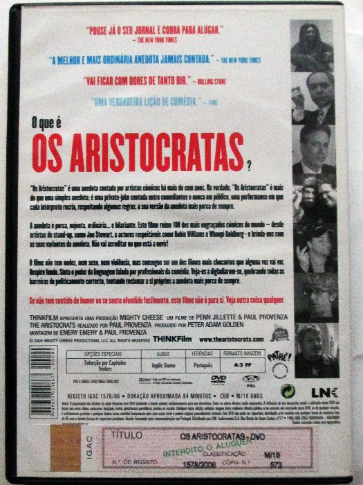 DVD - Os Aristocratas, como novo