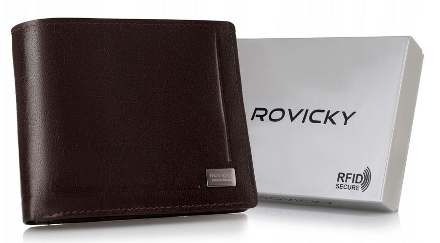klasyczny, elegancki portfel męski ze skóry naturalnej - rovicky