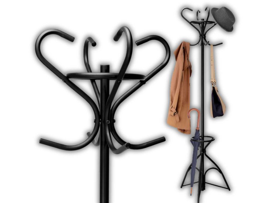 Wieszak Na Kurtki Ubrania Stojący Czarny Stojak Podłogowy - WYPRZEDAŻ