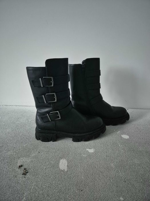 Deezee Czarne długie Kozaki 35 ocieplane futerko miś zimowe