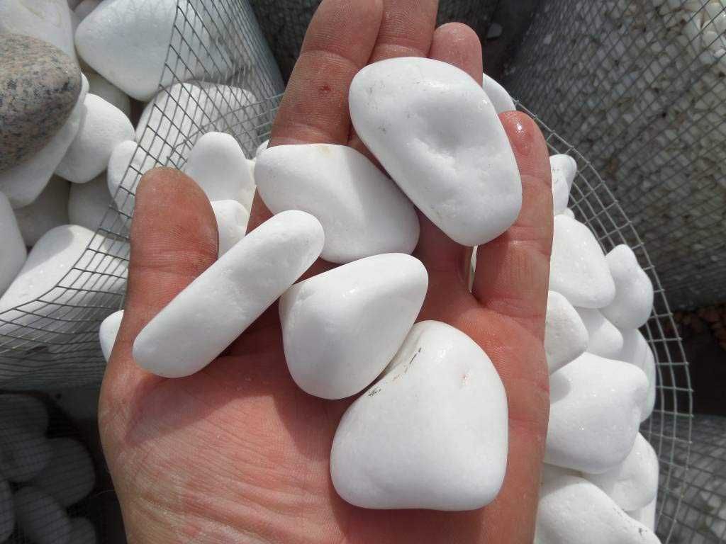 ŚNIEŻNOBIAŁY OTOCZAK THASSOS Biały Kamień do Ogrodu 1-3, 2-4, 3-6 cm
