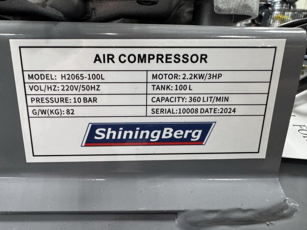 Акція! Супер ціна! Компресор ShiningBerg 100л, 360 л/хв, 10 бар, 220 в