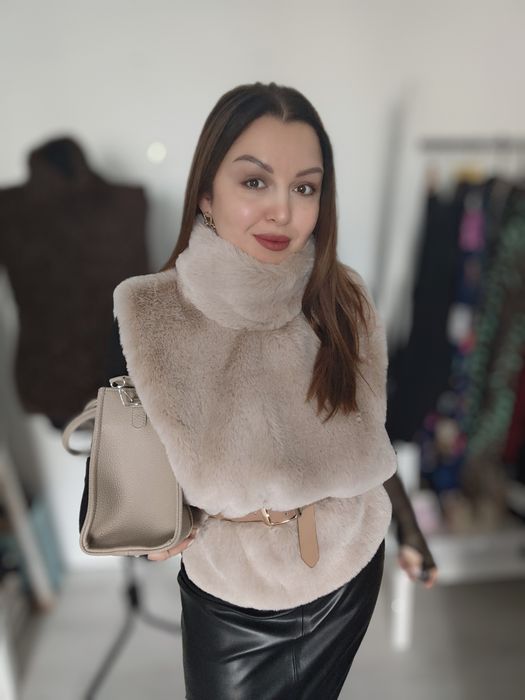 Хутряна манішка еко хутро під норку бежева
