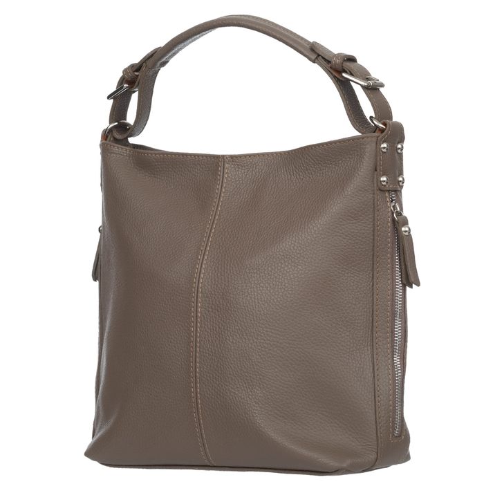 VERA PELLE torebka skórzana elegancka worek z paskiem V566 lawendowa