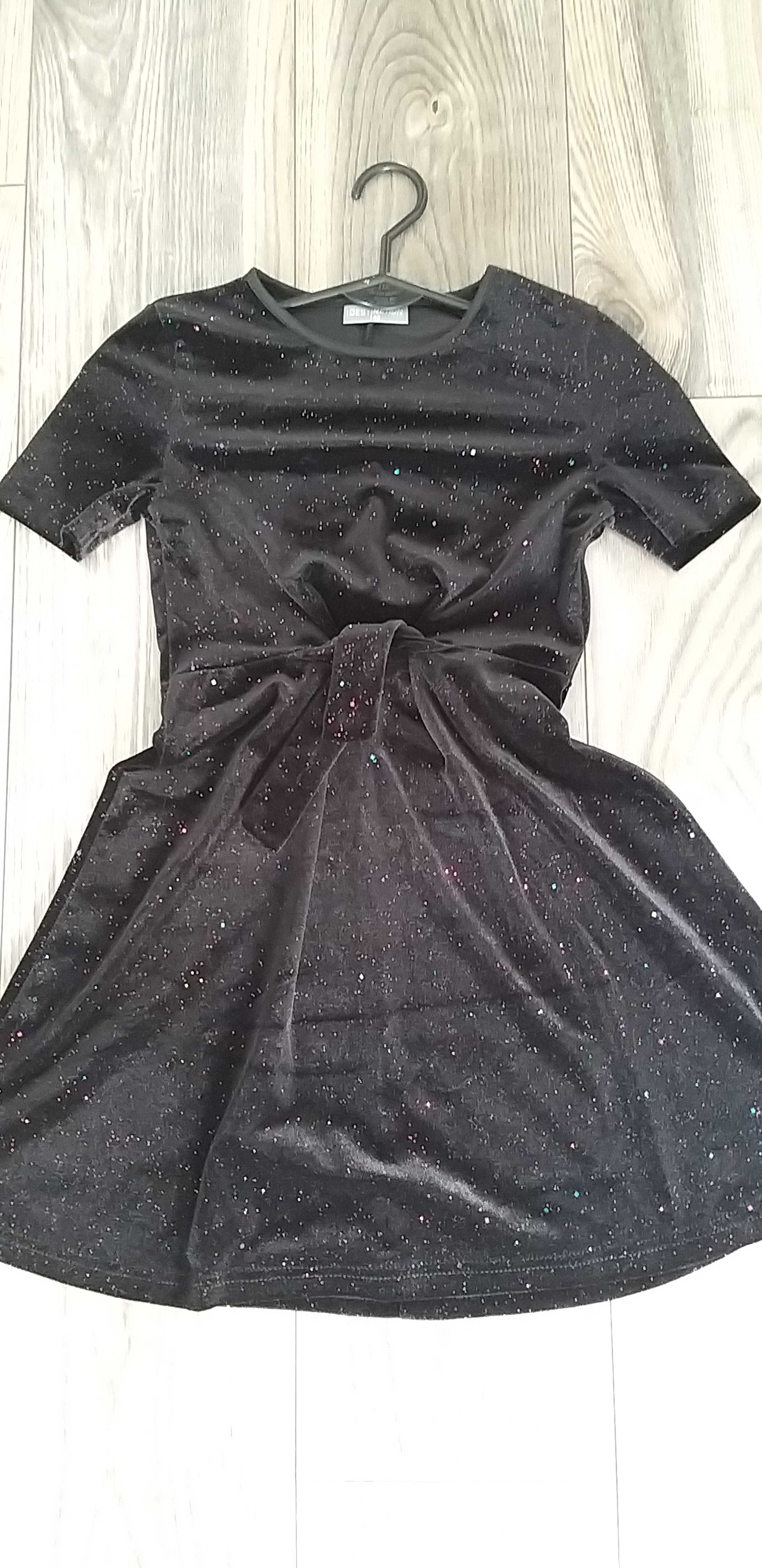 Sukienka dziewczęca welurowa czarna 140