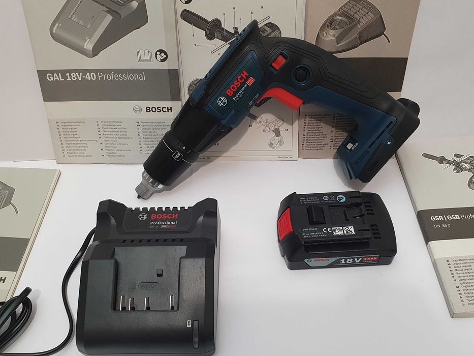 Wkrętarka do płyt GK drewno BOSCH GTB 18V-45 ladowarka bateria 3ah