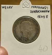 Węgry 20 krajcarów 1844 B Austro Węgry