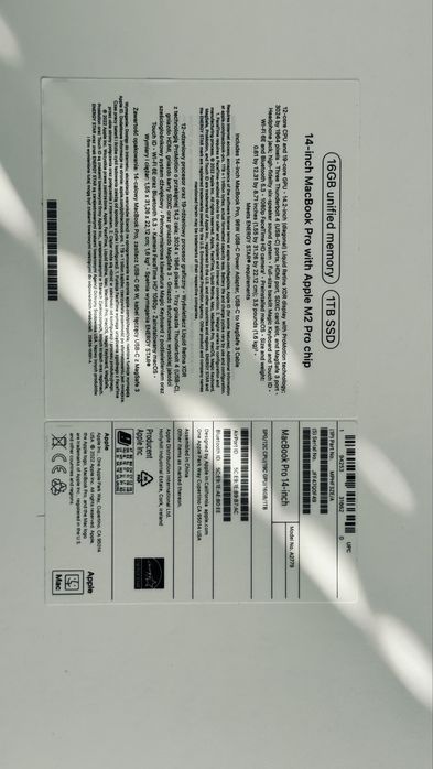 Nowy MacBook Pro 14” M2 Pro 16GB/1TB SSD, zaplombowany kupiony 07.2024