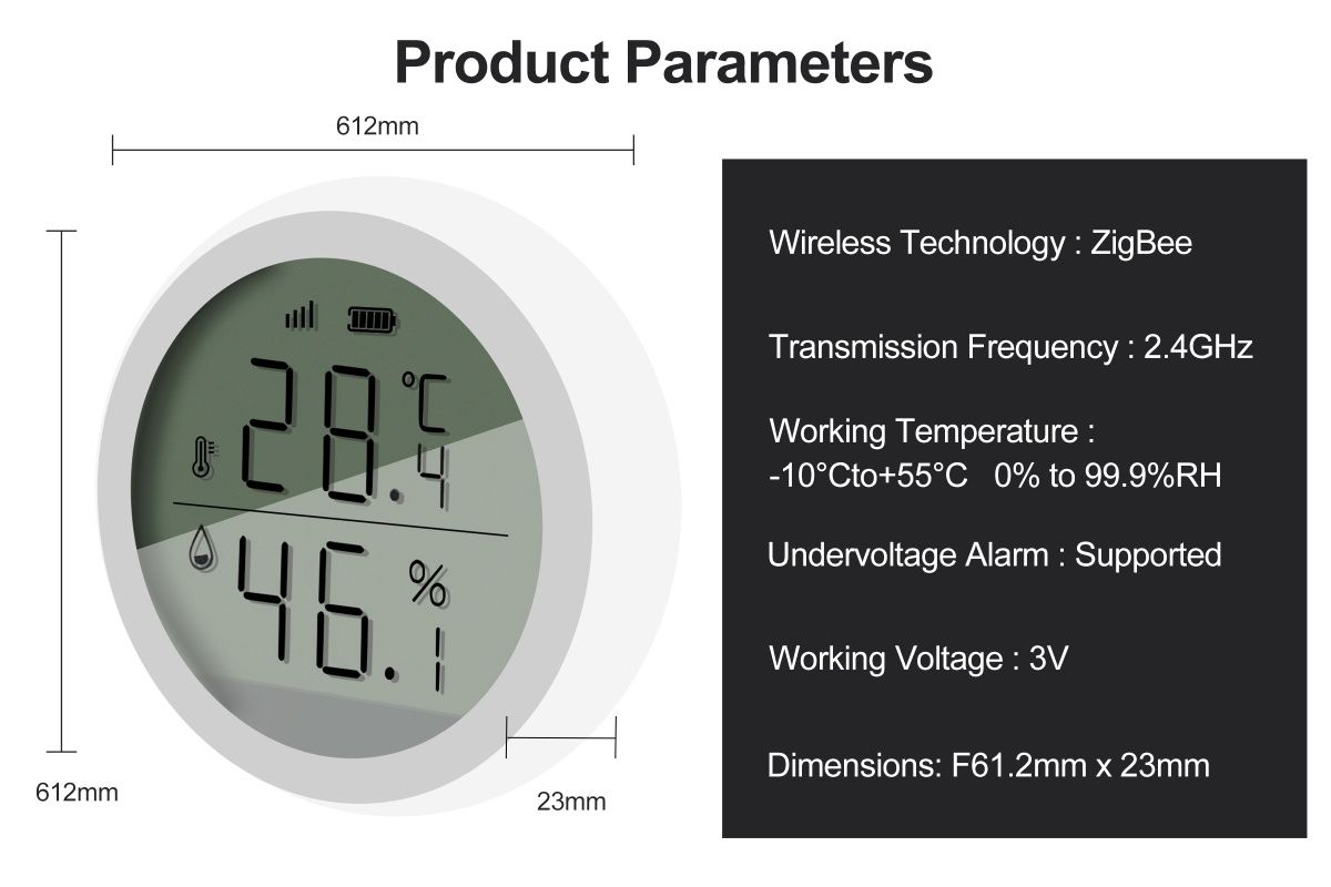 Zigbee czujnik temperatury i wilgotności LCD termometr higrometr Tuya