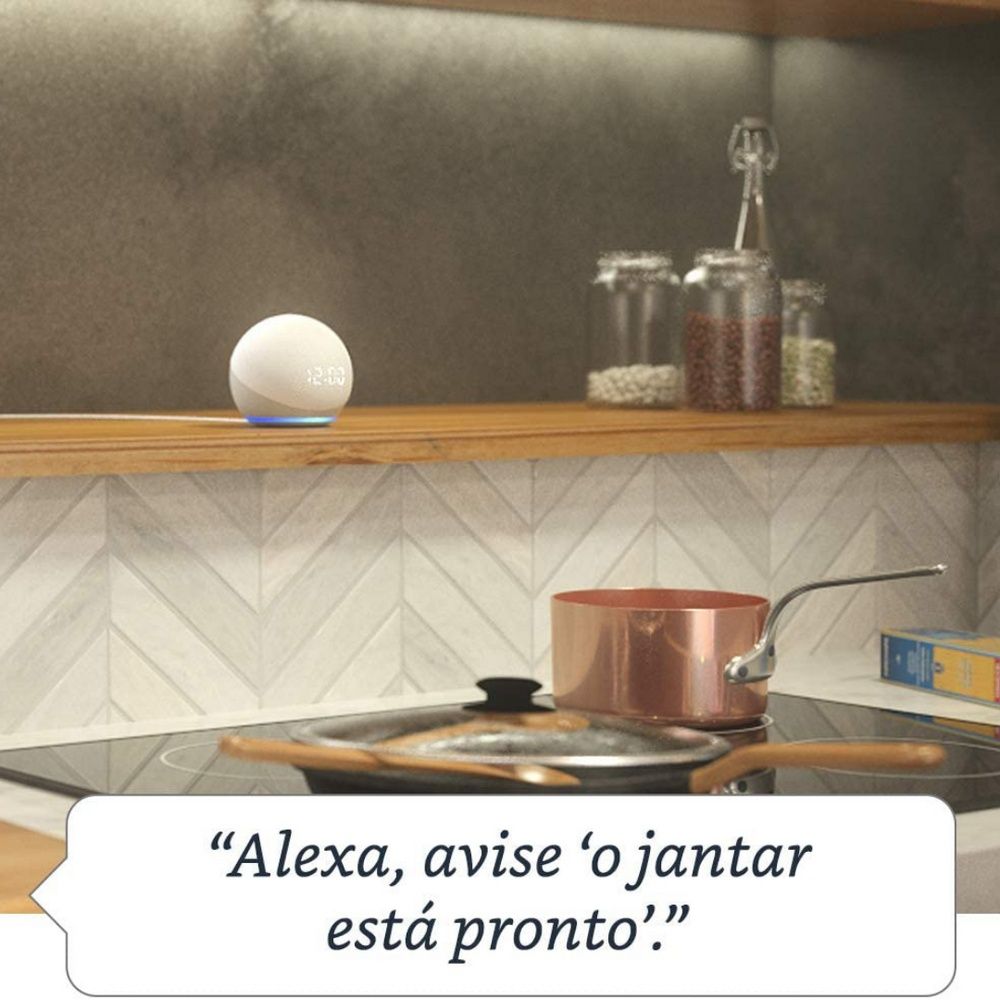 Amazon Alexa Echo Dot (Geração 4) com Relógio Branco Gelo SELADO