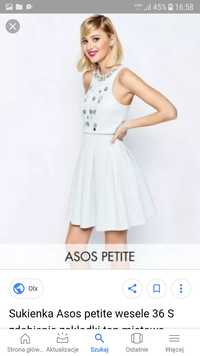 ASOS PETITE miętowa sukienka top, cekiny 36/S