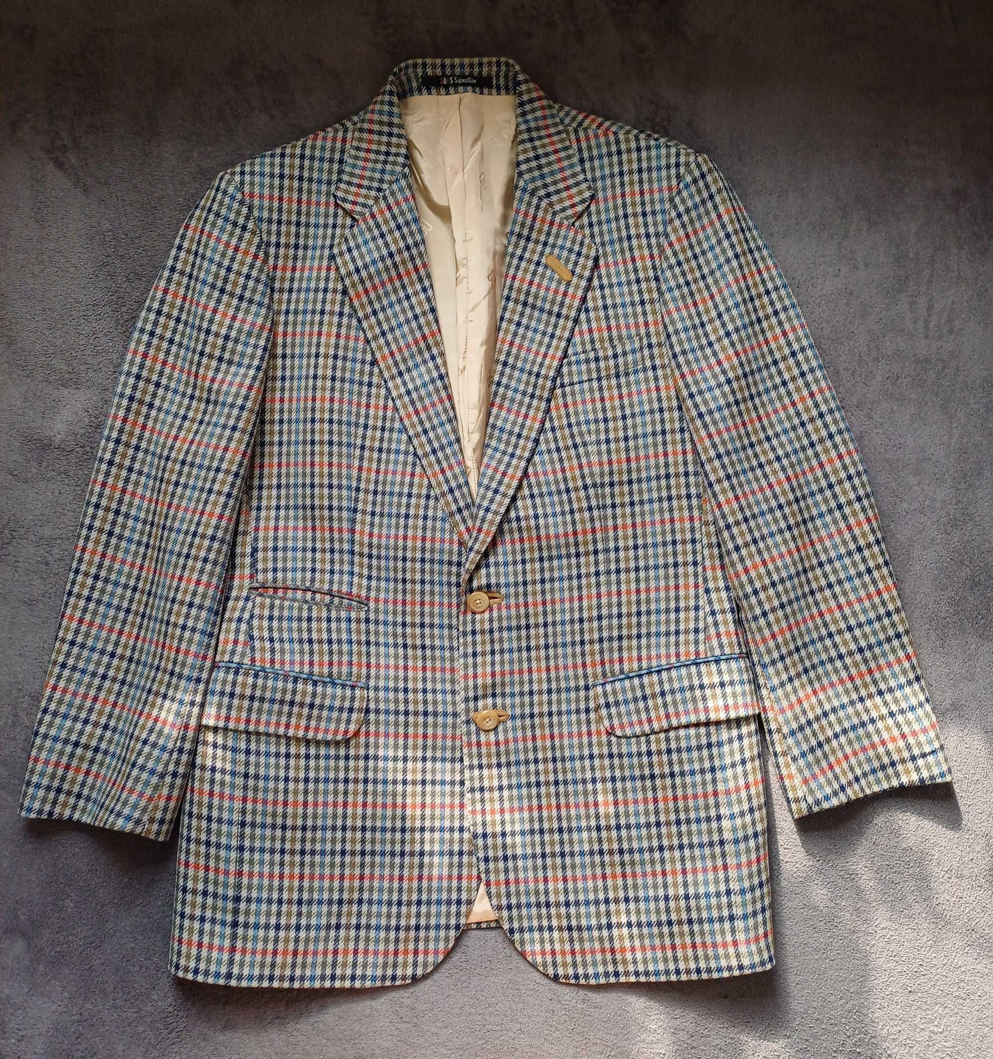 Daks vintage wełniana marynarka w pepitkę rozmiar 46 M