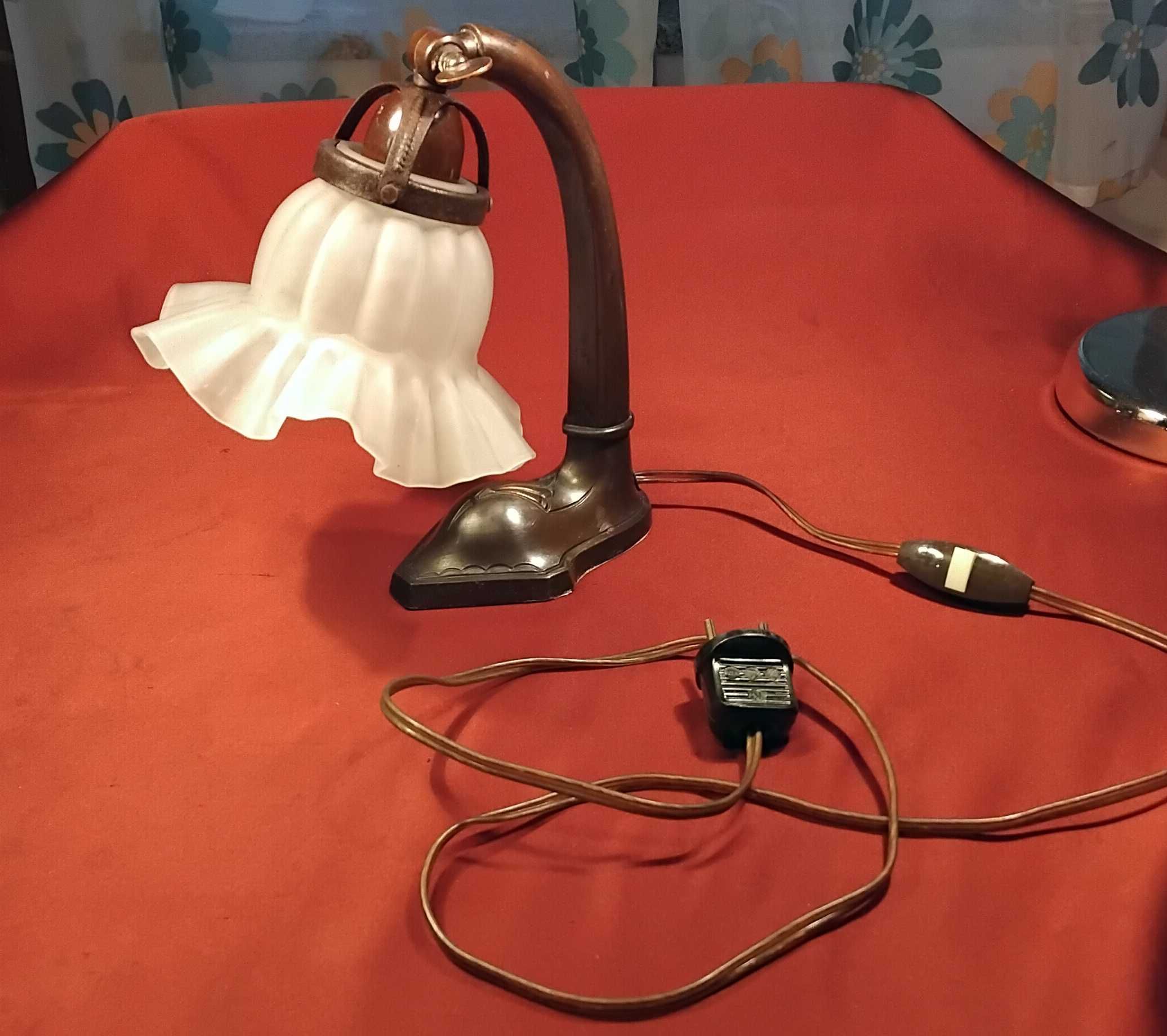 Przedwojenna mała lampka nocna cynowa, Francja lata 30-te, Art Deco