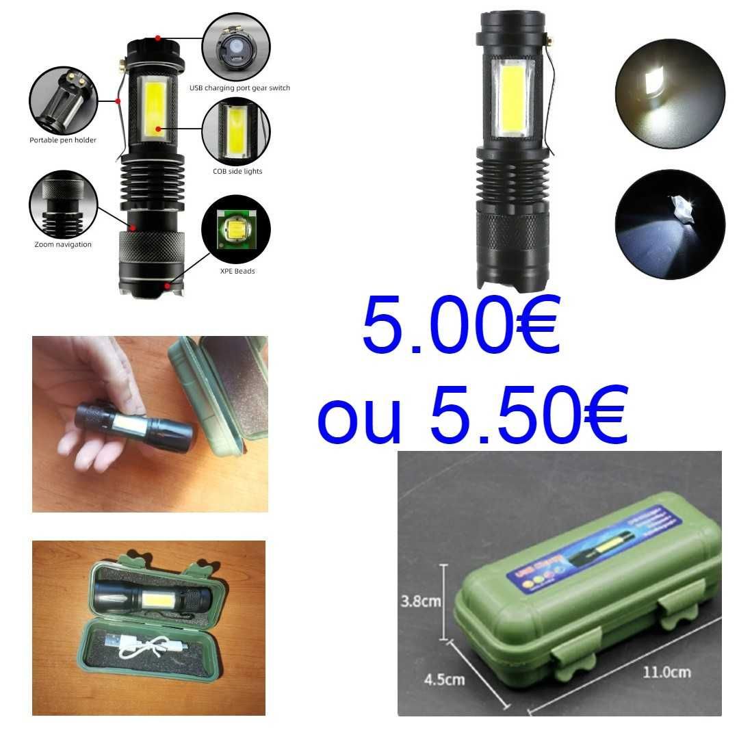 Lanterna Led (UV/ luz negra, longo alcance, usb/ pilhas, trabalho)