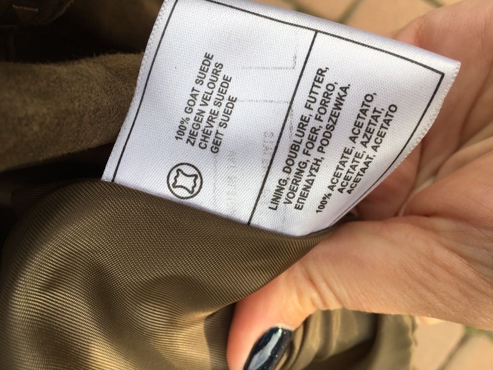 Kurtka zamszowa, khaki, L/XL, narzutka, napa.