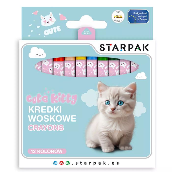 Kredki Woskowe 12 kolorów Cuties Kitty Starpak 559671. Starpak