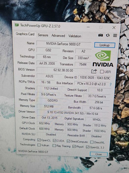 Відеокарта ASUS GeForce 9800GT DDR3 512 mB 256 bit