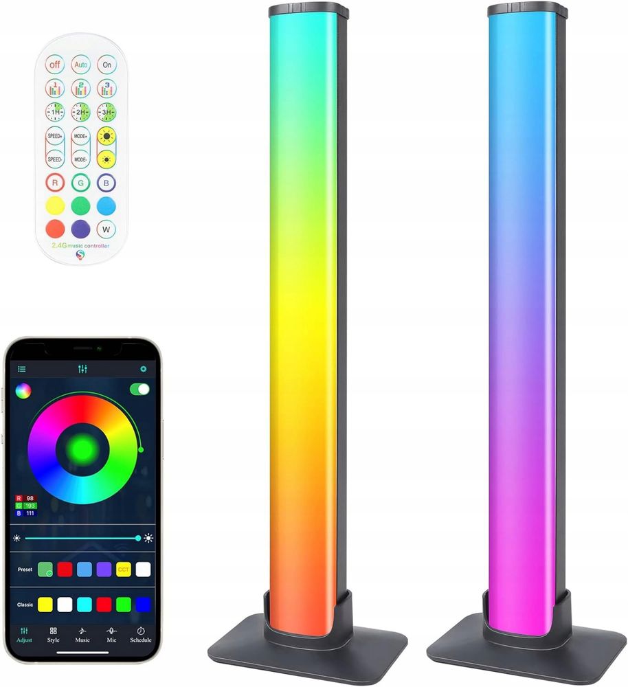 2X listwa oświetleniowa LED RGB LIGHTBAR USB PILOT do komputera