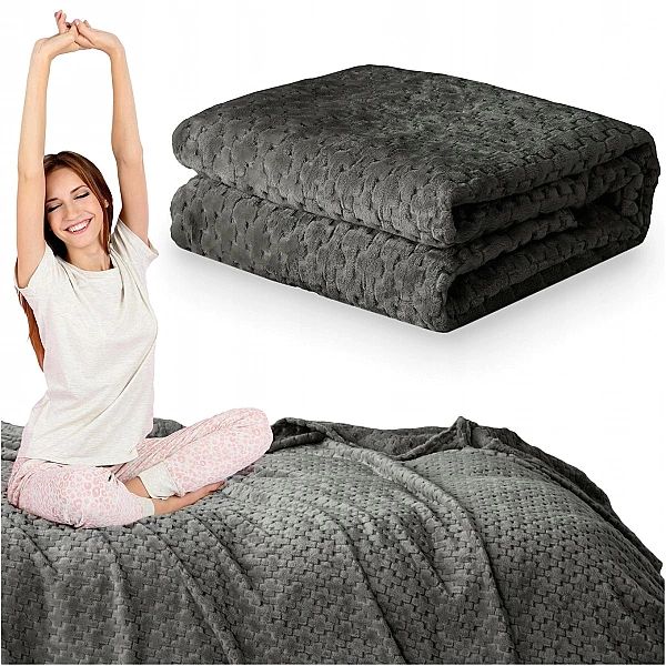 Koc 160x200 Narzuta na łóżko narożnik sofę MIKROFIBRA pluszowa Gediz