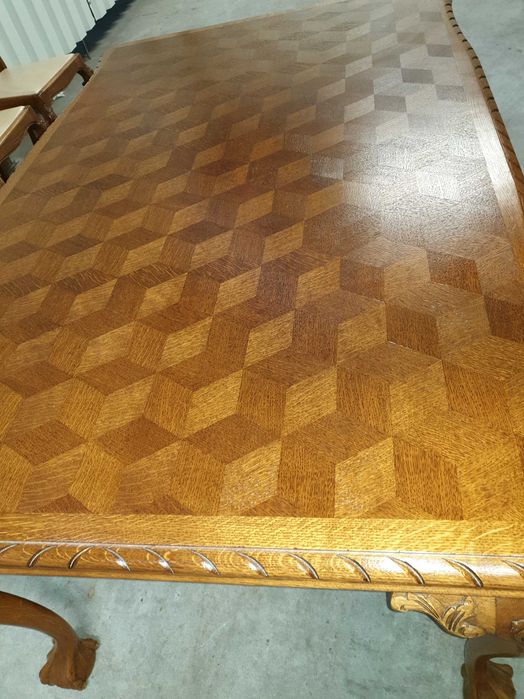 Piękny stół obustronnie rozkładany Chippendale i sześć krzeseł Dostawa