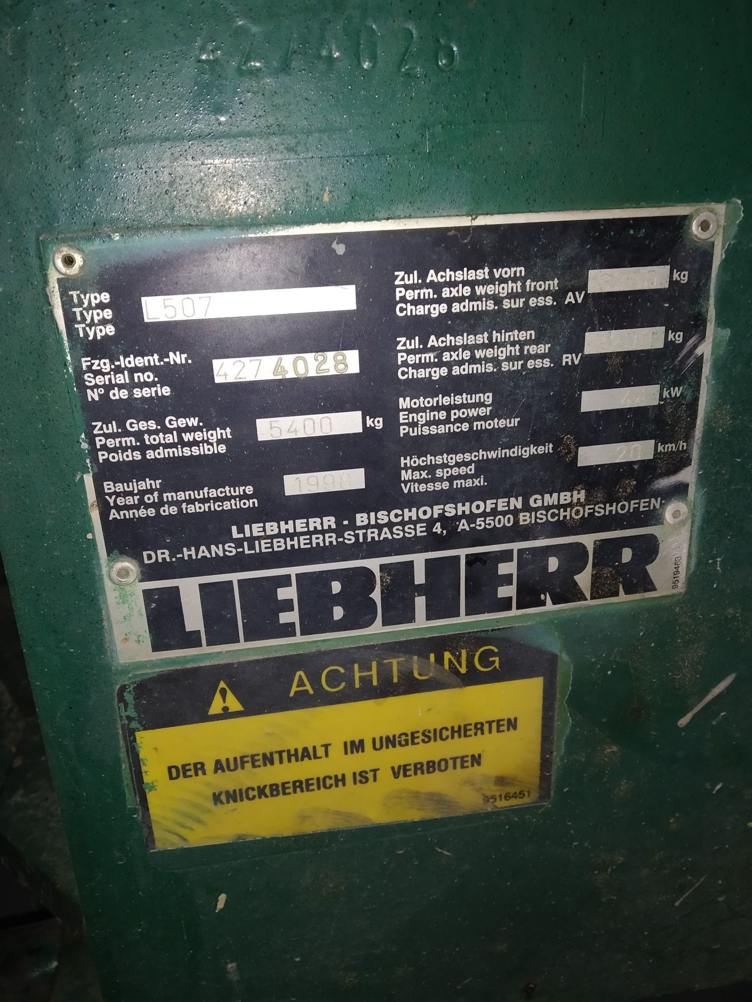 Фронтальний навантажувач Liebherr L 507