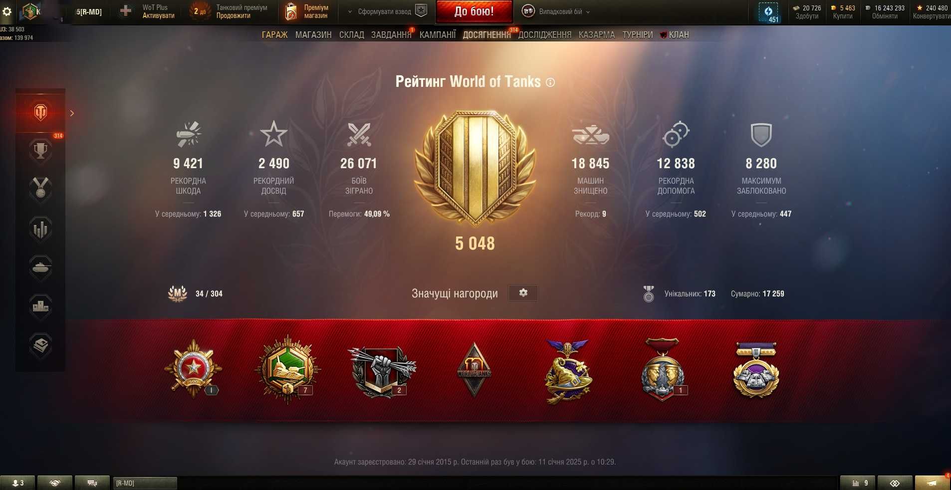 Акаунт World of Tanks