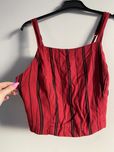Czerwony crop top hollister L 40 w paski czarny z gumką nowy na lato