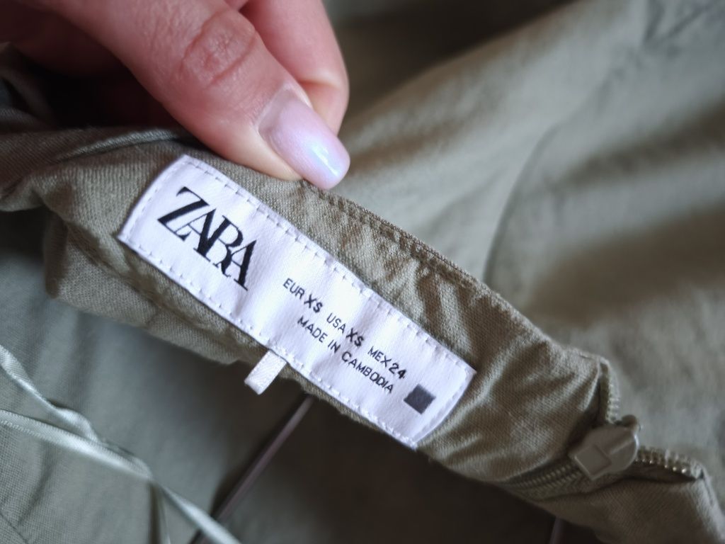 Сукня міді сарафан оливковий льон/віскоза zara