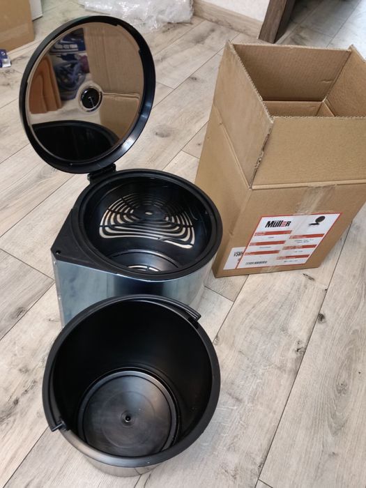 Смітеве відро з відкілною кришкою, лівосторонне кріпоення, колір сірий