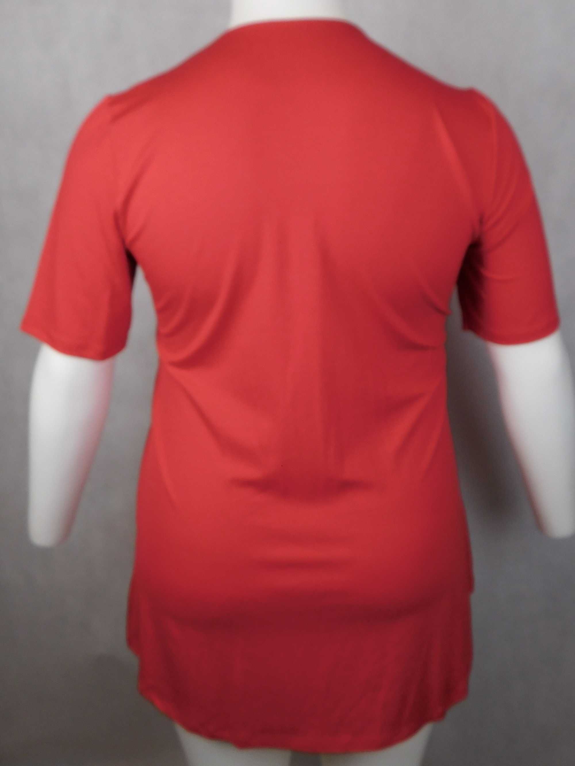 Bluzka z ozdobnym sznureczkiem czerwona  Plus Size  2XL -50/52