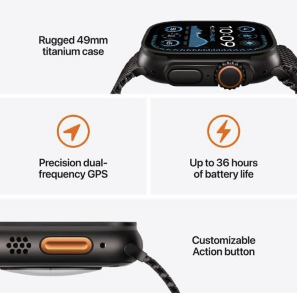 Apple Watch Ultra 2 GPS 49mm - Titânio Natural | Bracelete Navy Ocean