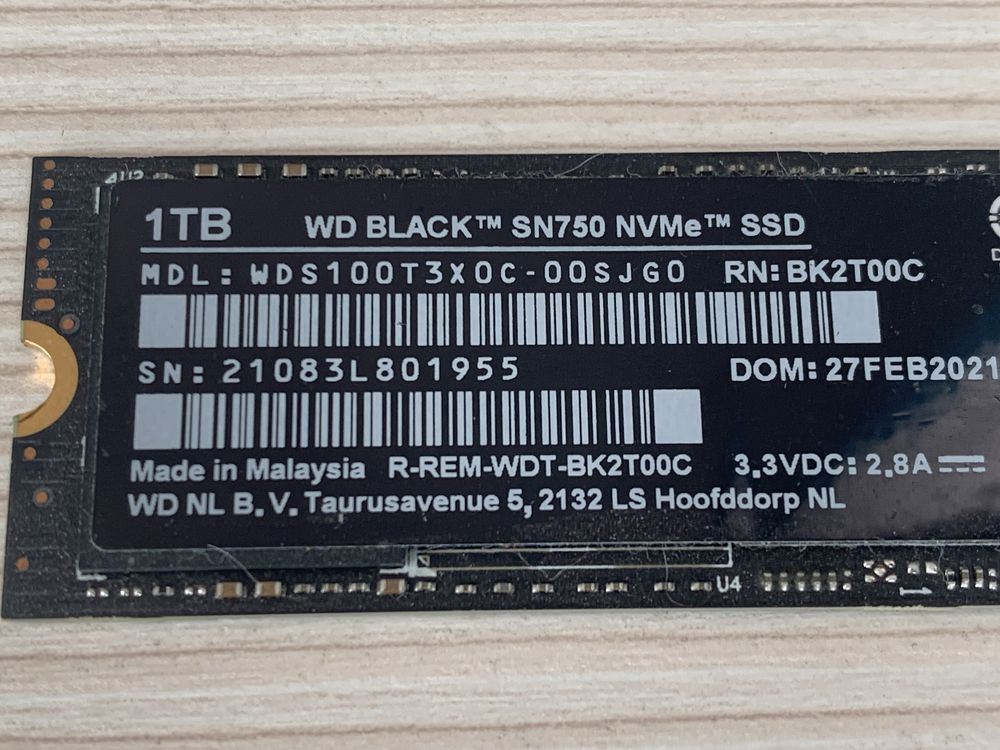 SSD накопичувач WD Black SN750 NVME SSD 1 TB