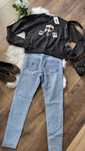Karl Lagerfeld komplet jeansy pushupy plus bluza oversize nowe L