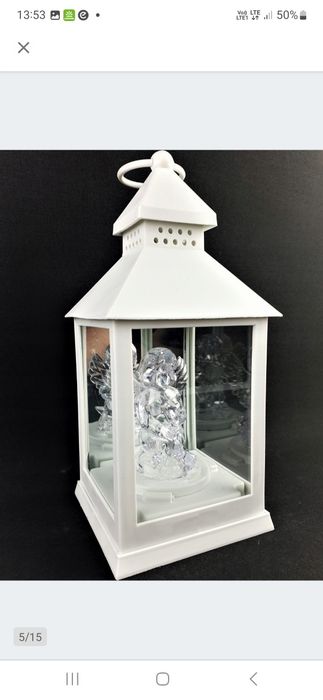 Lampion z aniołkiem świecący na Baterie na grób