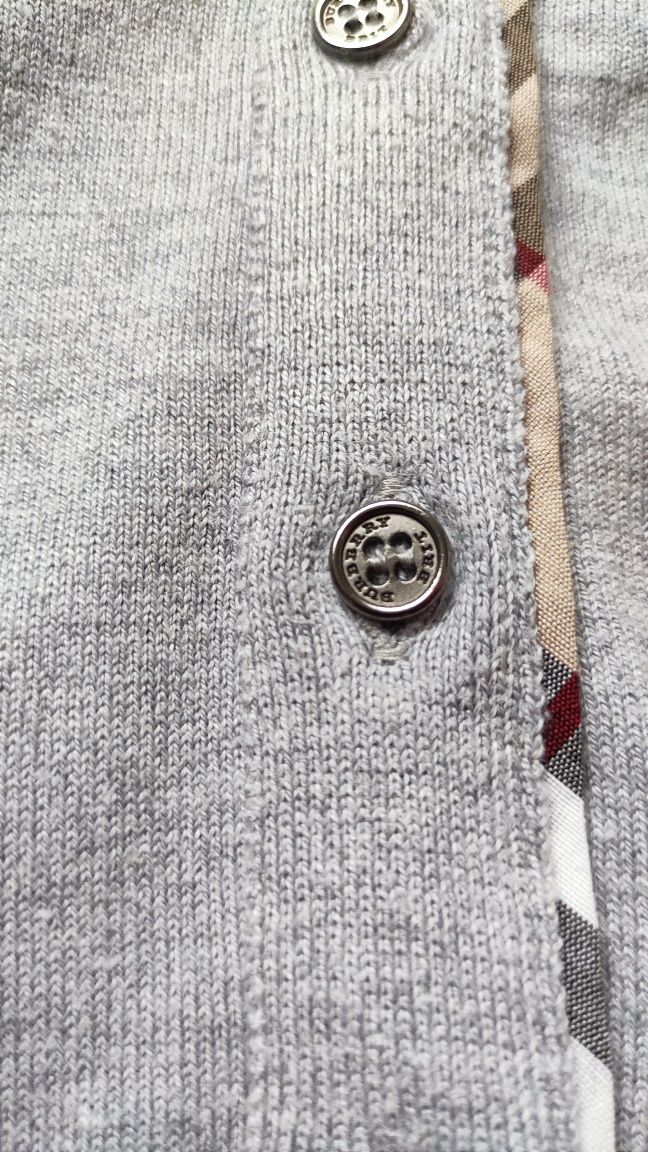 Szary siwy sweterek narzutka pulower Burberry rozmiar L