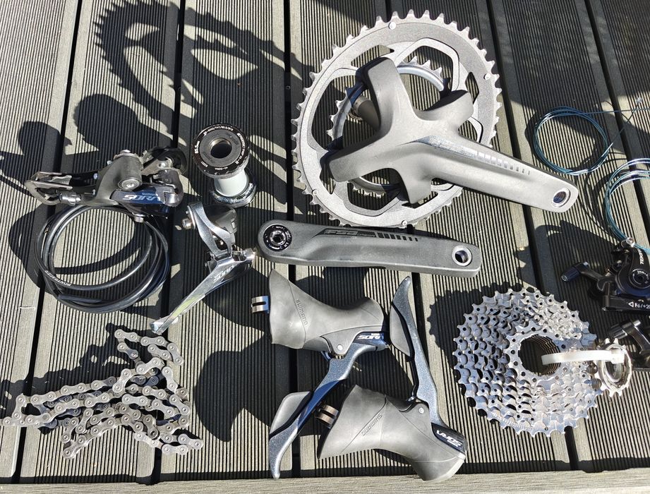 Grupa Shimano sora 2x9 szosa / gravel + FSA korba 46x30 / super stan