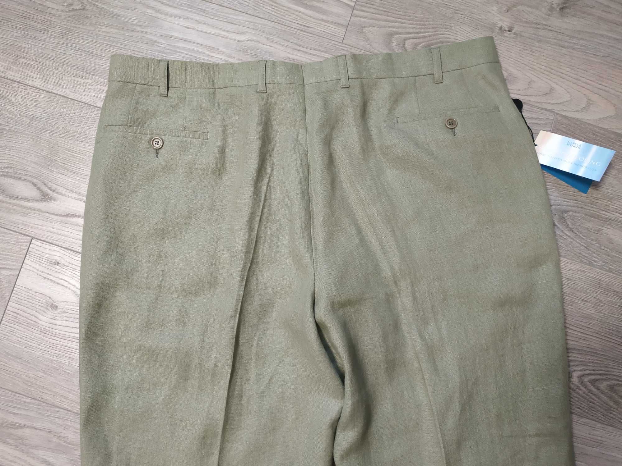 Большие льняные брюки чиносы штаны Marks & Spenser р.W42 L33