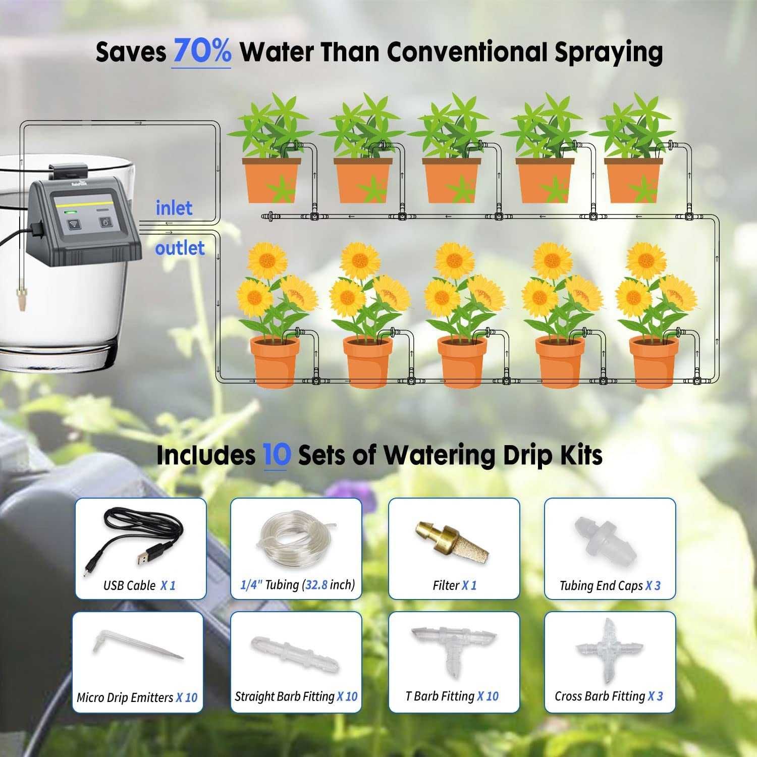 Sistema de rega automático WiFi para plantas de interior