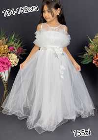 promocja Sukienka tutu biała tiul kwiaty długa dziewcz komunia ślub 10