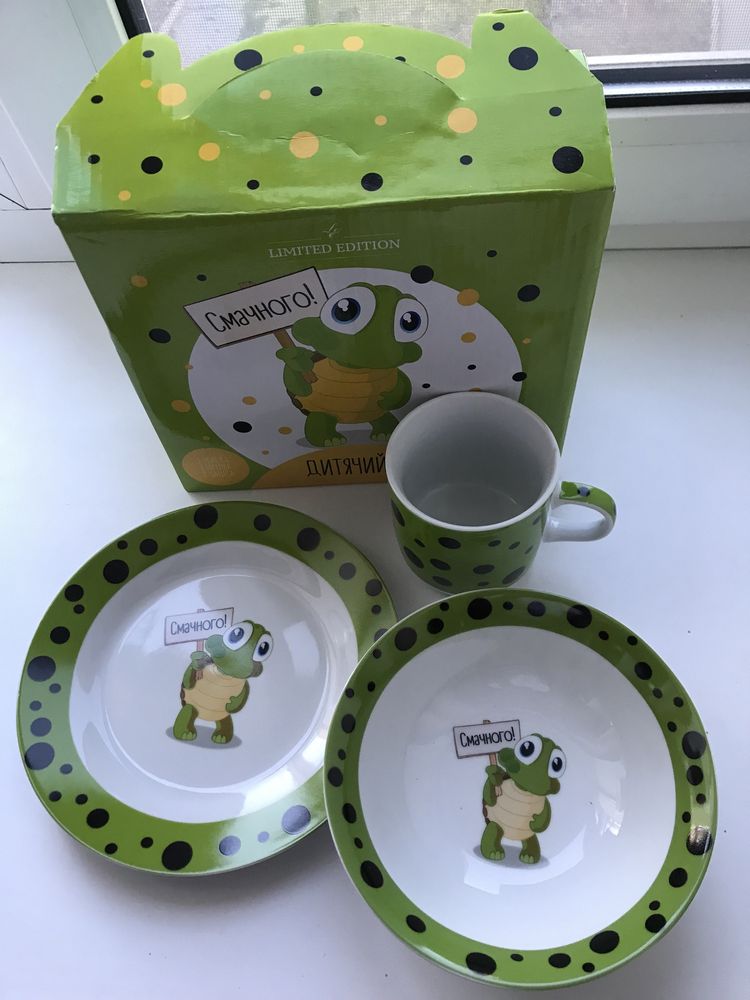 Детский набор посуды, фарфор, 3 предмета, LIMITED EDITION, FROGGY