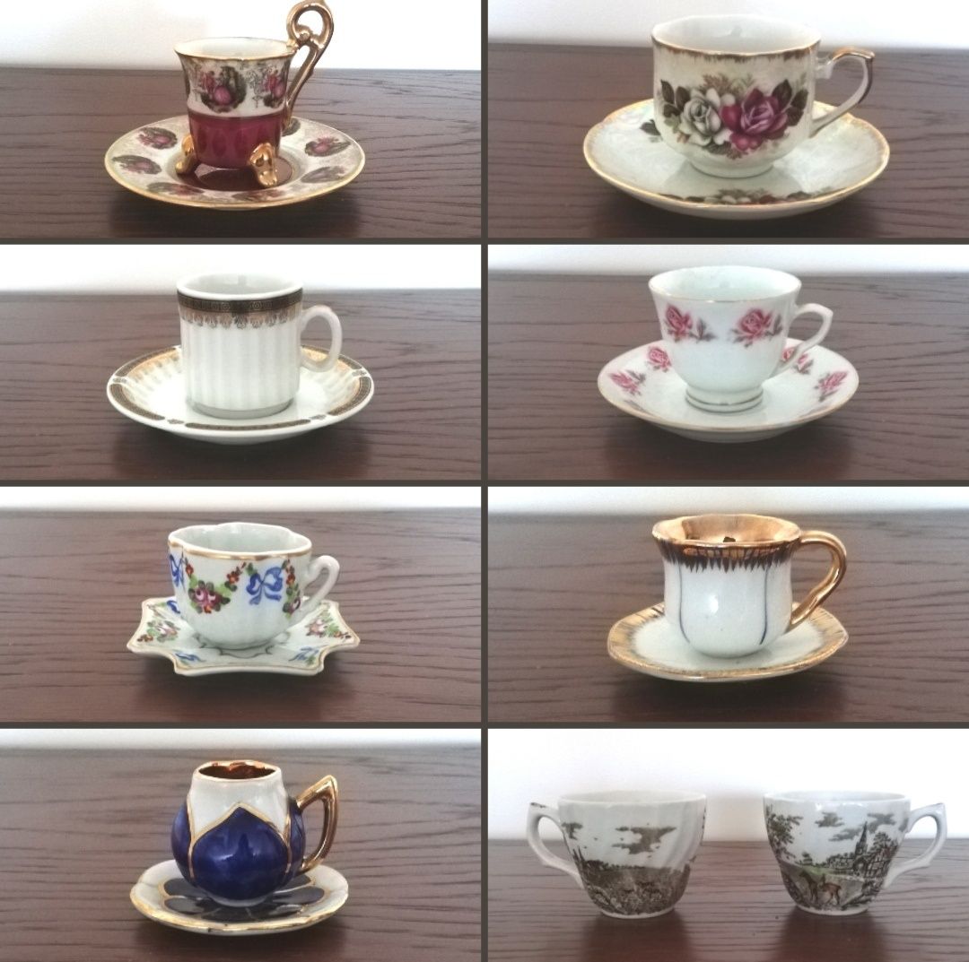 Conjunto/Coleção de 9 chávenas vintage
