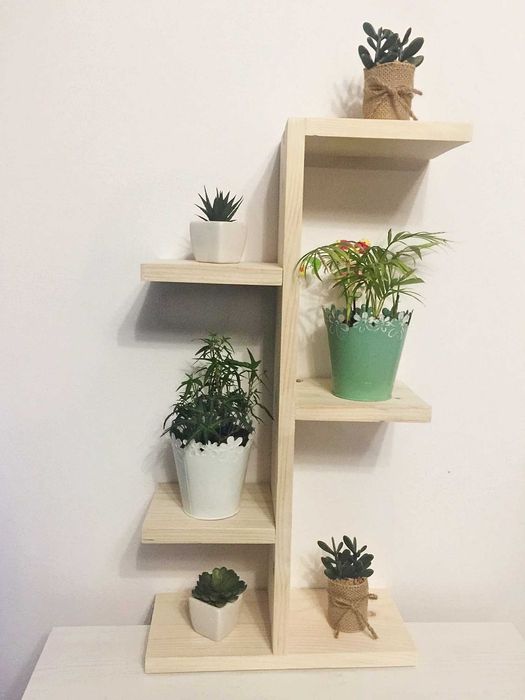 DREWNIANY kwietnik piętrowy, półka, stojak na kwiaty, regał