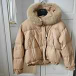 Krótka kurtka oversize puchowa puch naturalny lis rozmiar uni M/L/XL